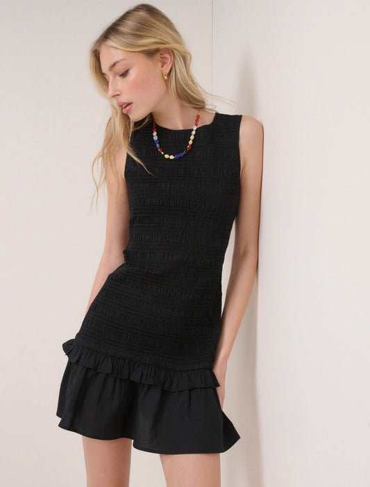 Nobody’s Child - HENLEY - Black Shirred Mini Dress