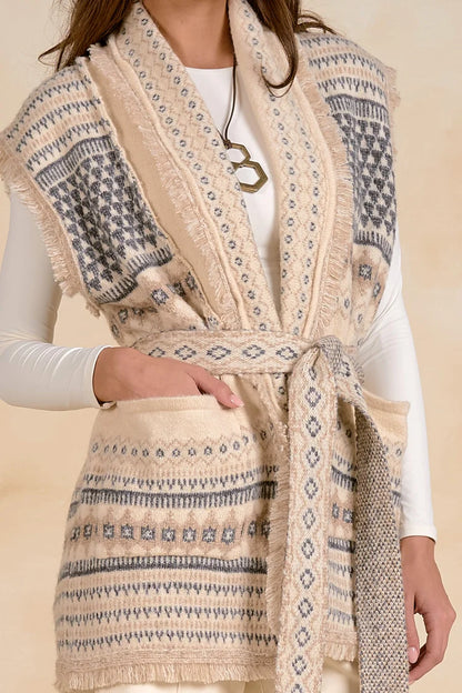 Elan - SWP11754 - Boho belted knitted waistcoat