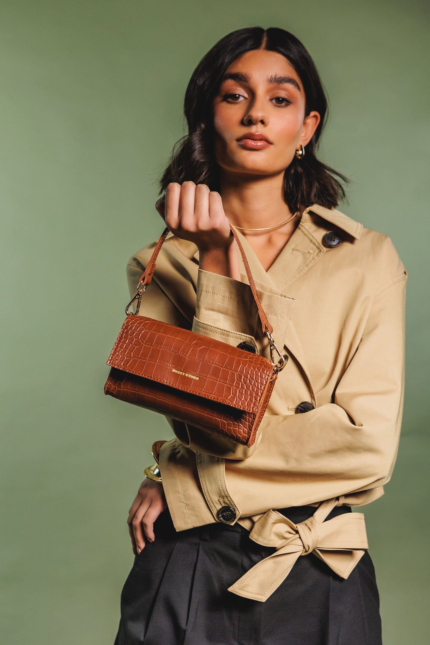 Every Other - 12079 - Croc Flap Over Shoulder/ Crossbody