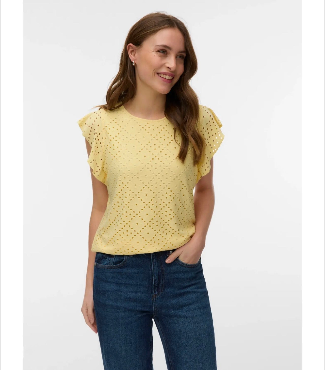 Vero Moda - TASSA - Jersey Broderie anglaise cap sleeve top