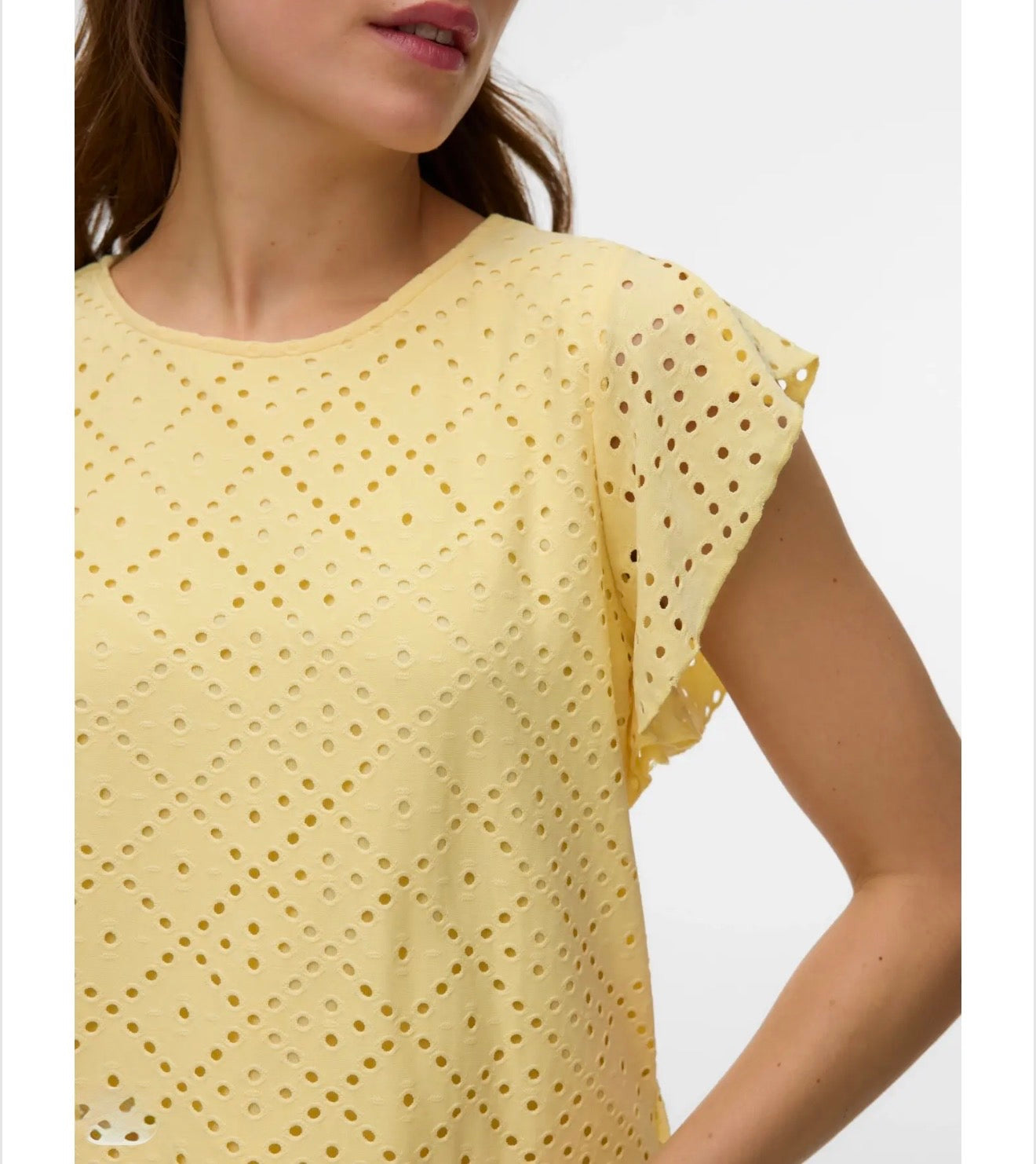 Vero Moda - TASSA - Jersey Broderie anglaise cap sleeve top