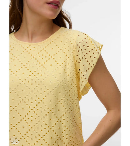 Vero Moda - TASSA - Jersey Broderie anglaise cap sleeve top