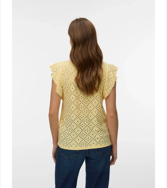 Vero Moda - TASSA - Jersey Broderie anglaise cap sleeve top