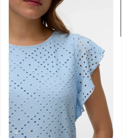 Vero Moda - TASSA - Jersey Broderie anglaise cap sleeve top