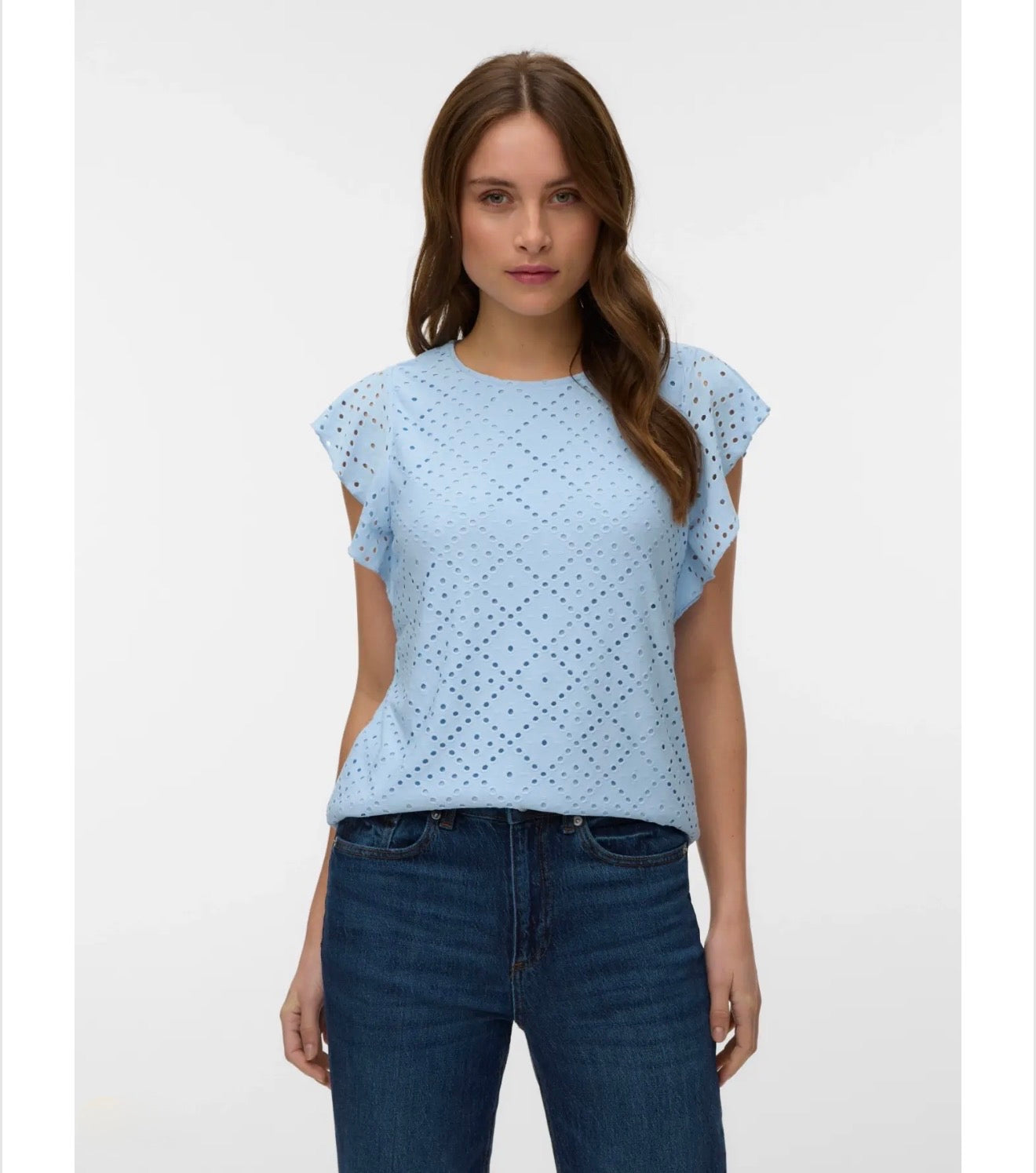 Vero Moda - TASSA - Jersey Broderie anglaise cap sleeve top