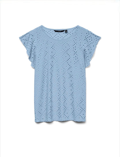 Vero Moda - TASSA - Jersey Broderie anglaise cap sleeve top