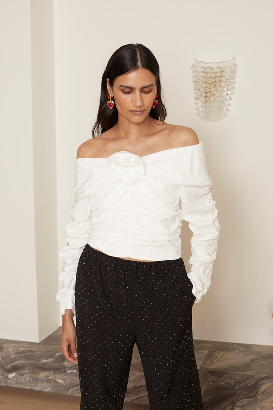 Jovonna London - JANIRO - Rosette detail off the shoulder top