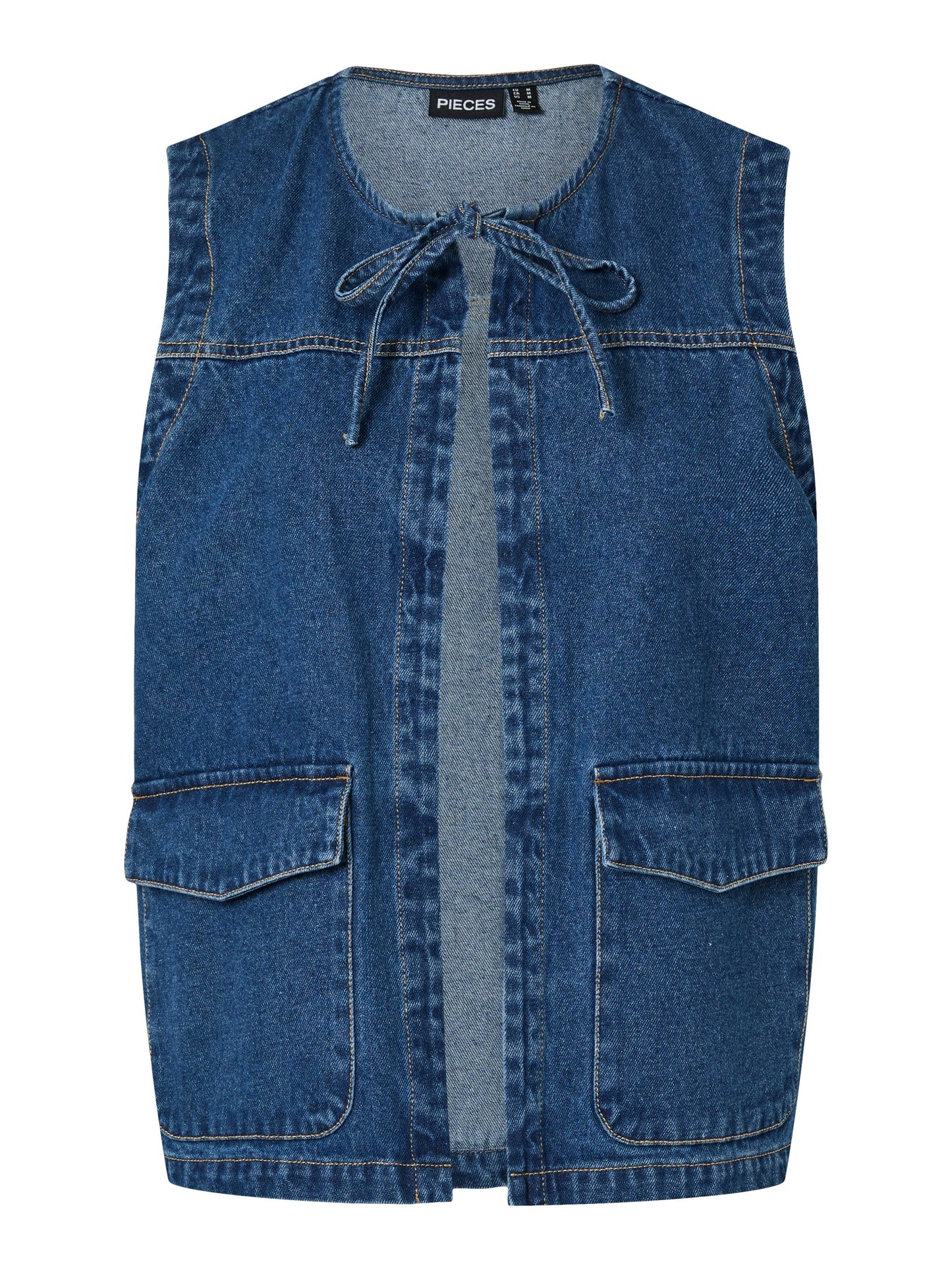 PIECES - FENNA - Denim tie waistcoat