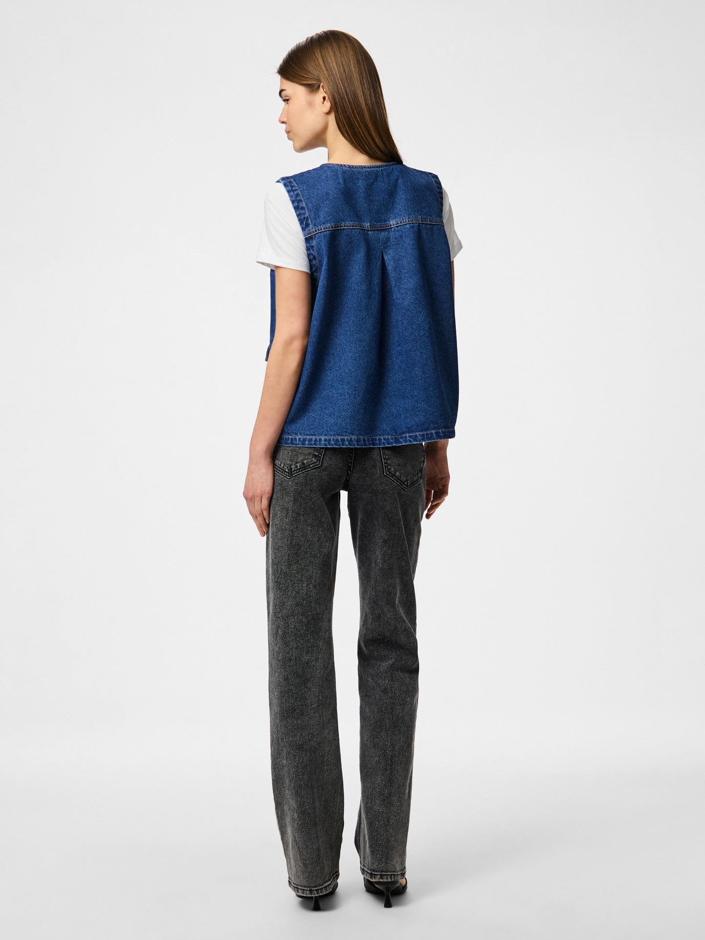 PIECES - FENNA - Denim tie waistcoat