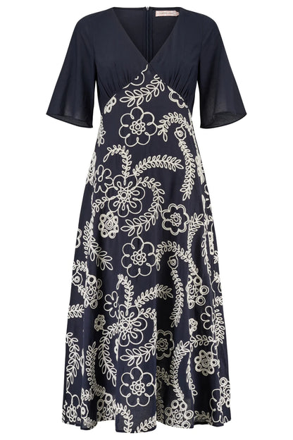 Traffic People - BLYTHE - V.Neck embroidered midi dress