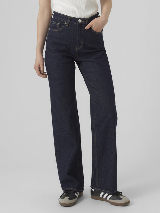 Vero Moda - TESSA - Wide leg high rise dark denim jeans