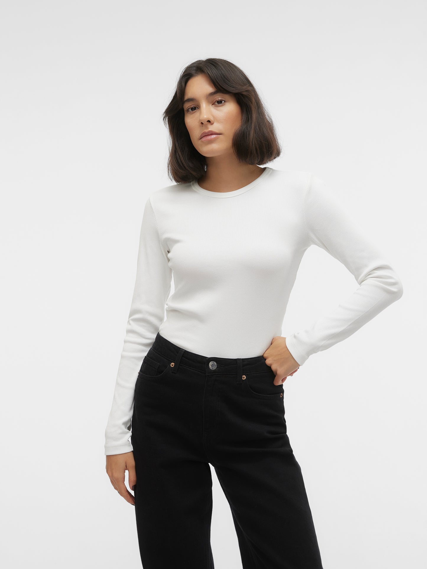 Vero Moda - CHLOE - Ribbed long sleeve basic top