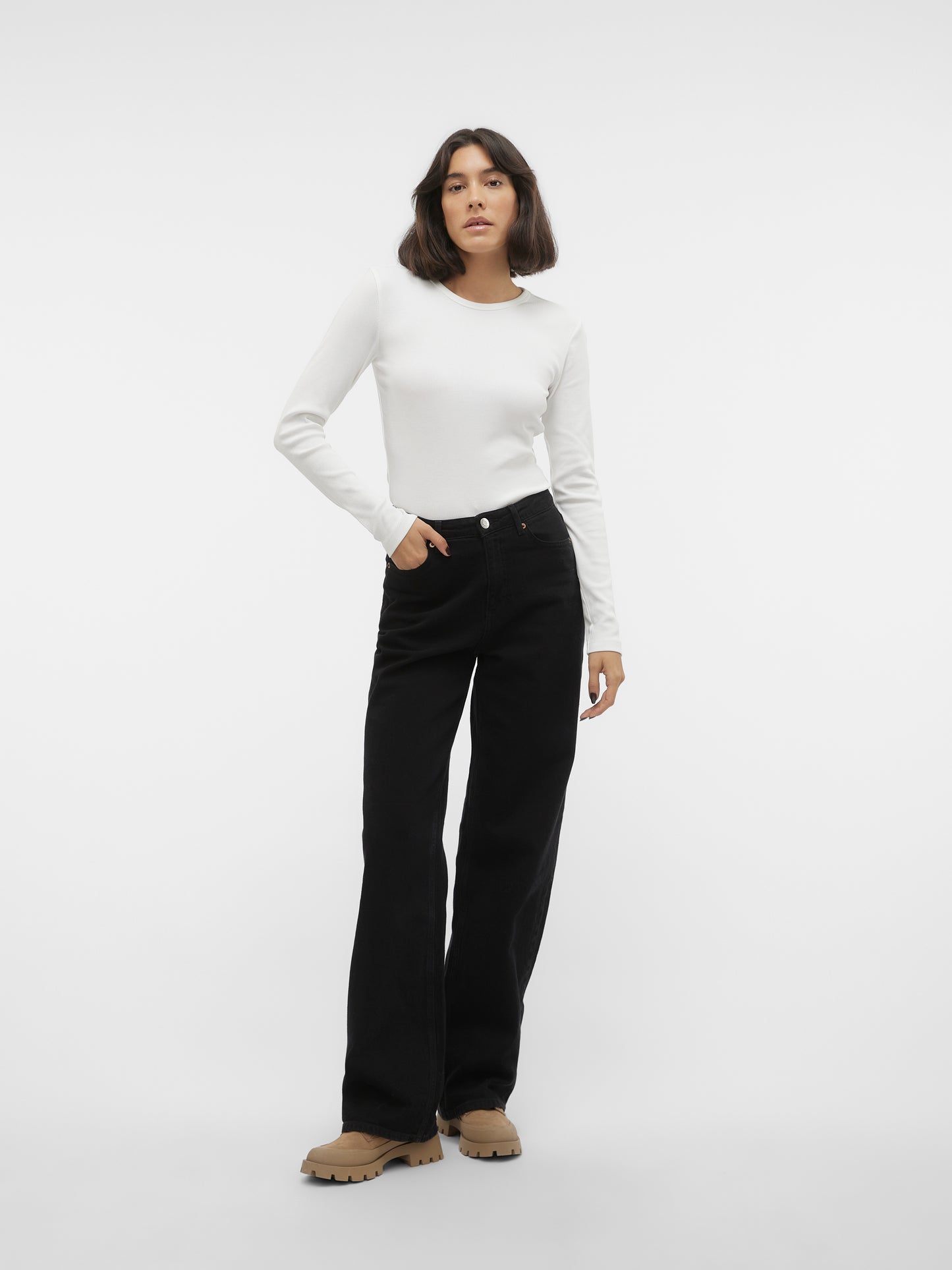 Vero Moda - CHLOE - Ribbed long sleeve basic top