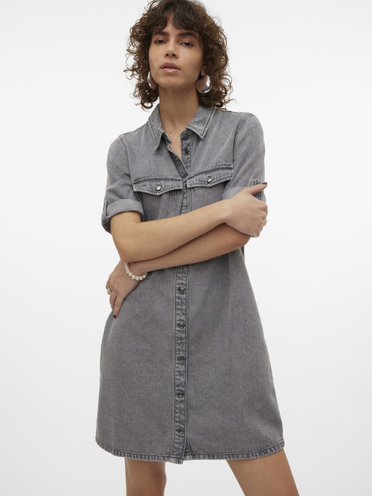 Vero Moda - JENNIE - Short sleeve denim dress