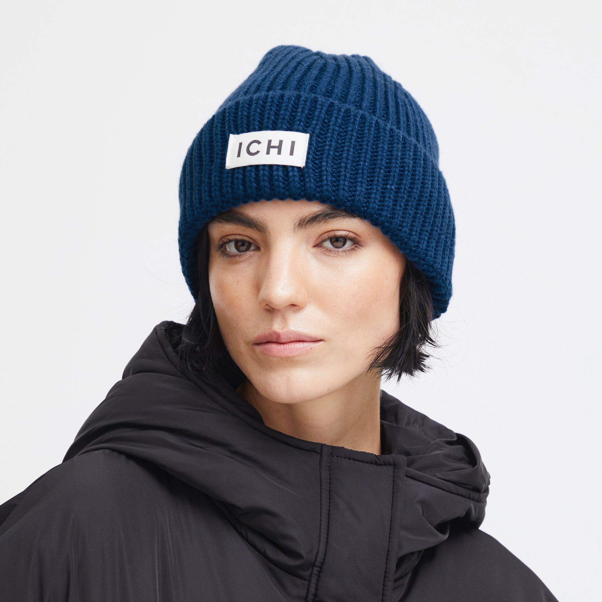  ICHI - EMMA - Knitted logo beanie hat - Blue image 0