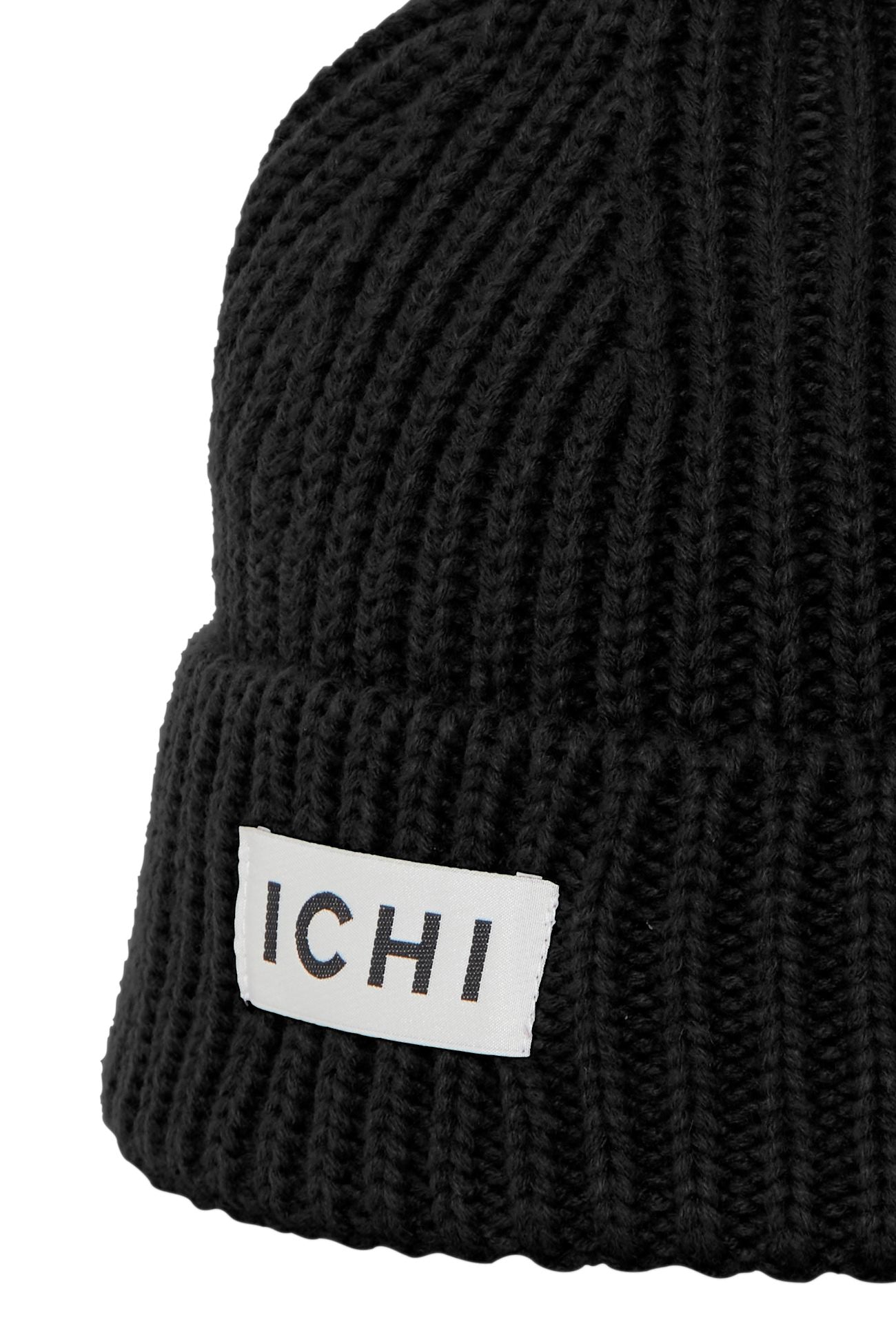 ICHI - EMMA - Knitted logo beanie hat - Black image 3