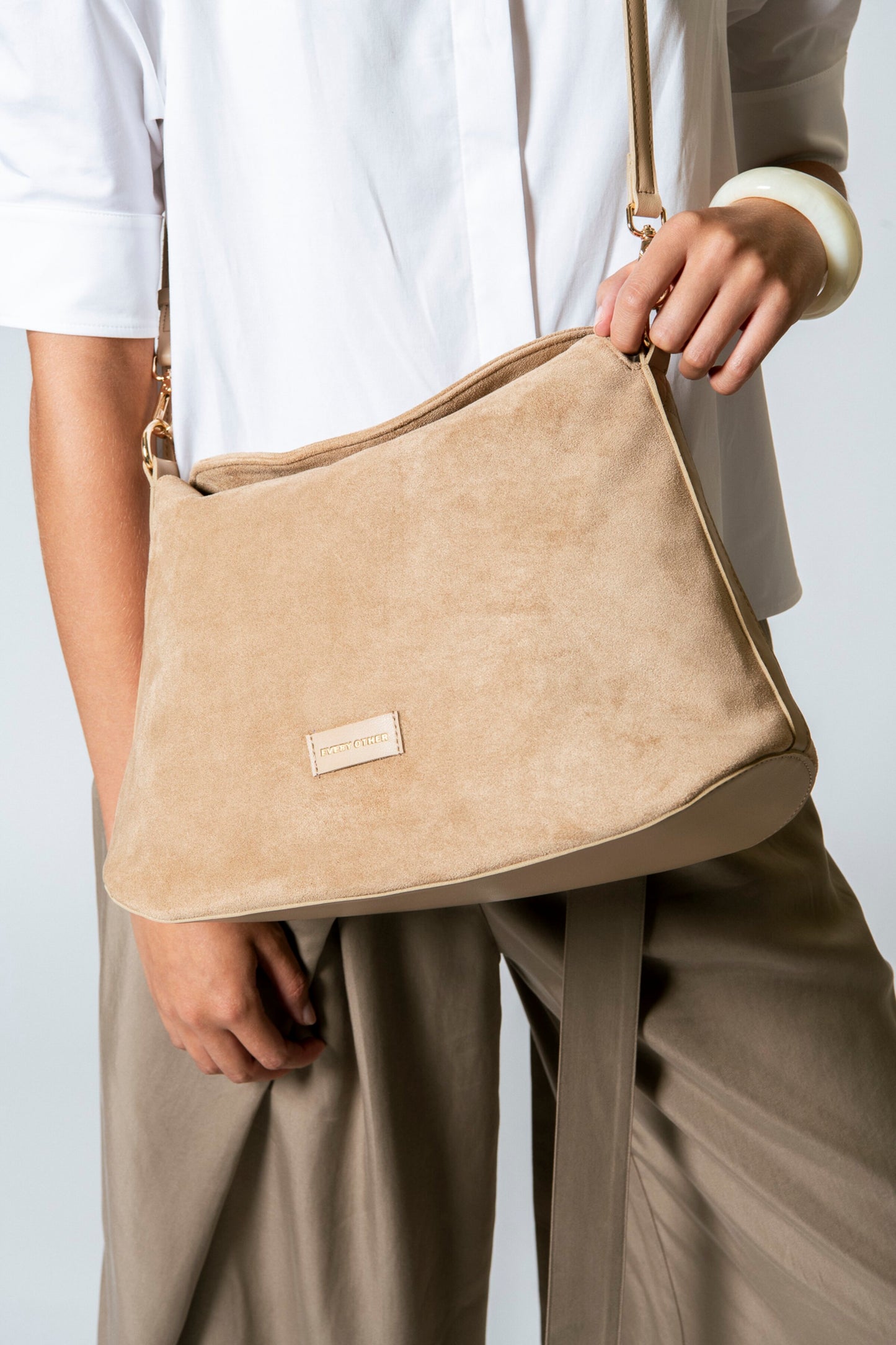 Every Other - 12115 - Faux suede soft fold over bag