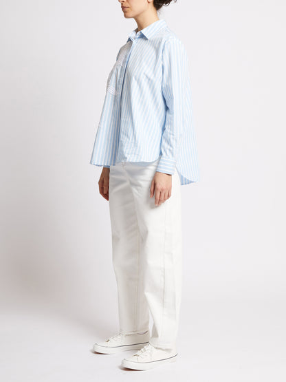 French Connection - 72ZBW - Cambria Cotton Embroidered Floral Stripe Shirt